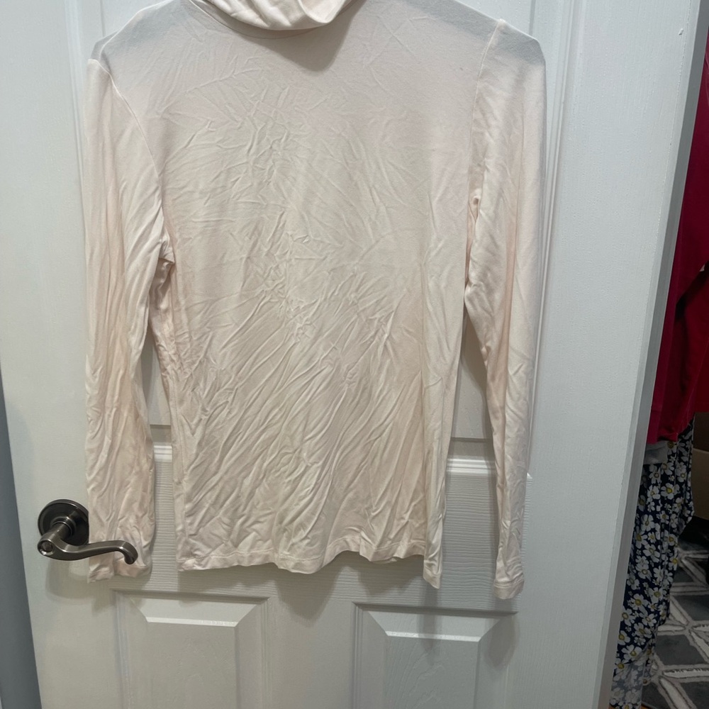 Jones New York Cream Ribbed Long Sleeve Sweatshirt